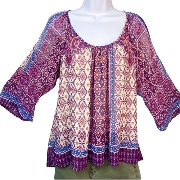 Anthropologie Braeve Cold Shoulder Boho Blouse Top - Picture 1 of 10